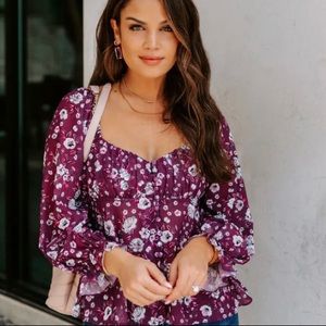 VICI Rosalie Babydoll Floral Top Blouse NWOT